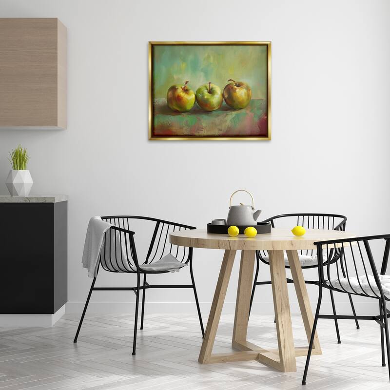 Stupell Traditional Apple Trio Still Life Framed Floater Canvas Wall Art Design By Arlington Prints