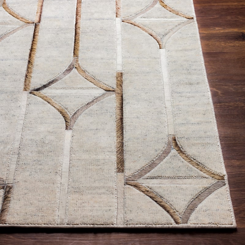 Hirah Modern Diamond Viscose & Hair-on-hide Area Rug