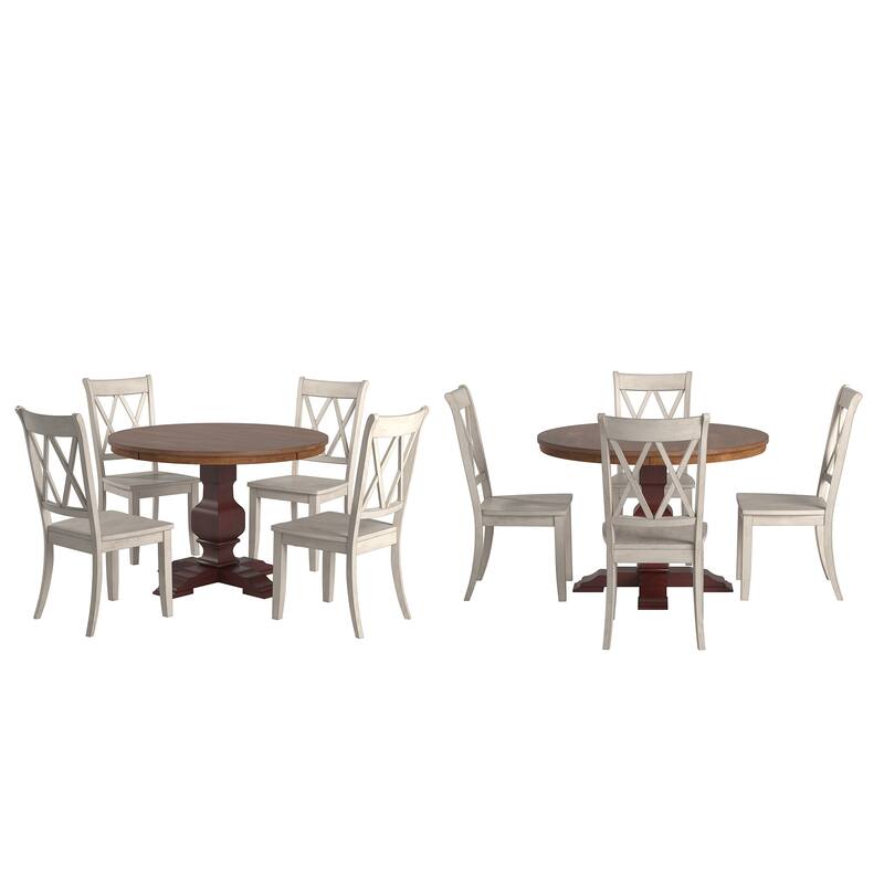 Ronda 45" Round Solid Wood Top Dining Set with X-Back Chairs
