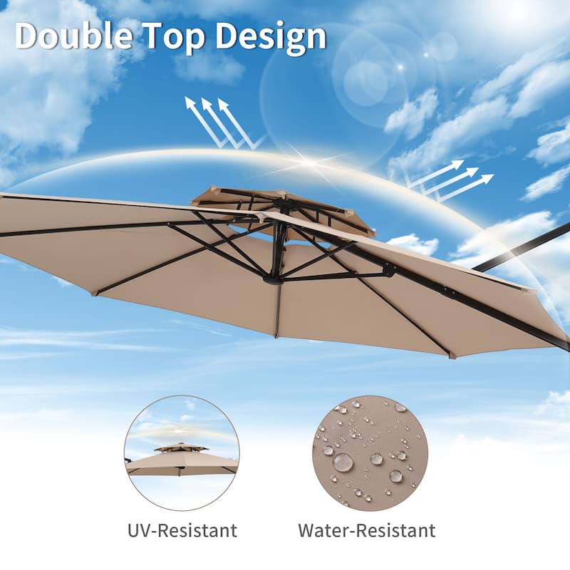 Autlaycil 10FT Cantilever Patio Umbrella with Base Included 360 Rotation Large Offset Hanging Outdoor Shade