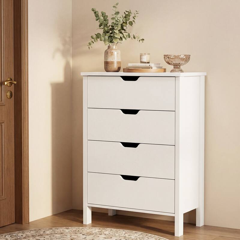 Gymax 4-Drawer Dresser Nightstand w/Handles Anti-Tipping Kits&Deep - 4-drawer