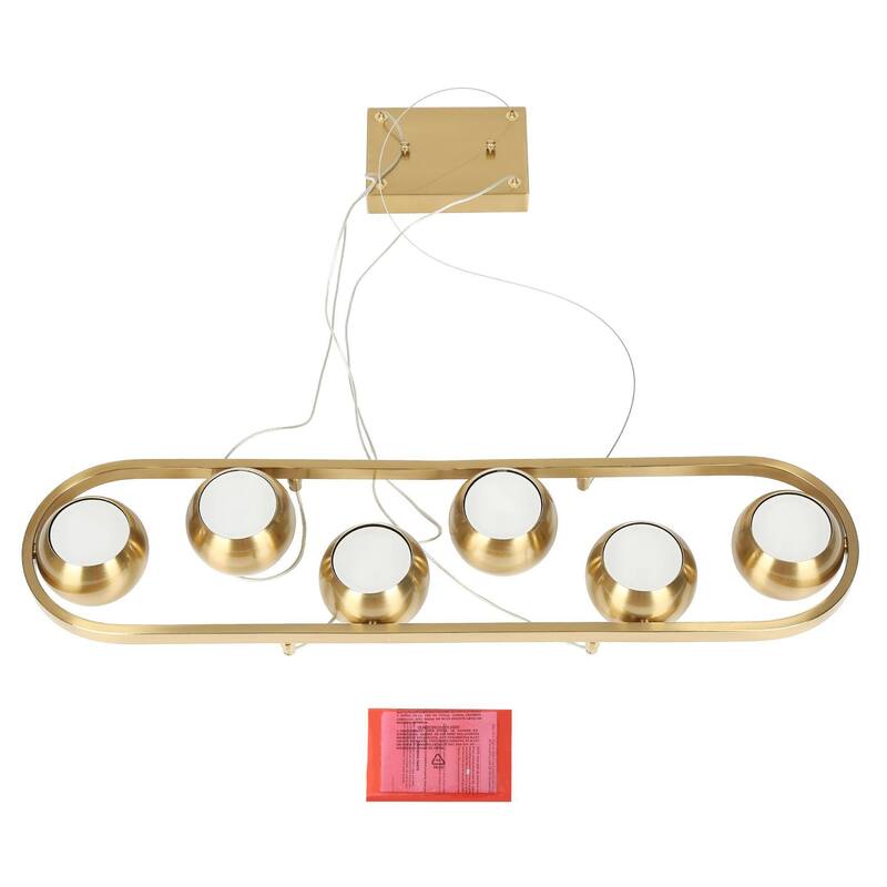 Modern 6-Light LED Gold Chandelier Linear Island Lights for Dining Room - 29.5" L x 4" H