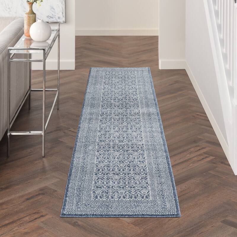 Carson Carrington Rantorp Royal Moroccan Blue/Grey Area Rug - 2' 3" x 10' - Navy Blue - Runner