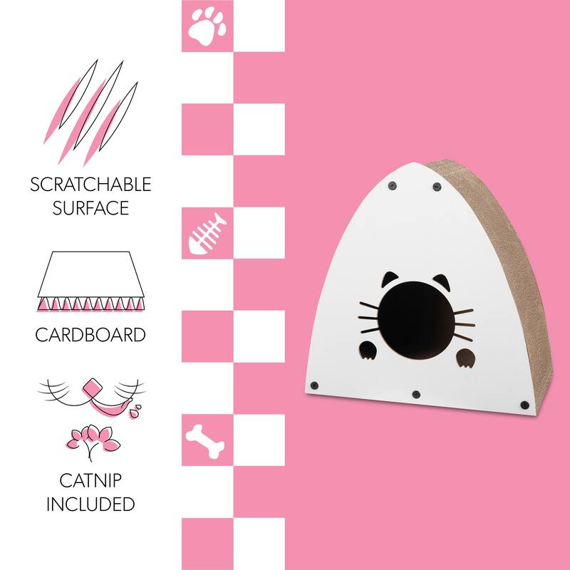 Koko 19" Cardboard Triangle Cat Cave Scratcher with Catnip