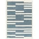 preview thumbnail 4 of 9, Livabliss Rodos Modern Stripe Plush Area Rug Blue/Ivory - 5' 3" x 7'