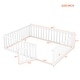 preview thumbnail 7 of 5, Queen Size Wood Floor Bed Frame with Fence and Door, White
