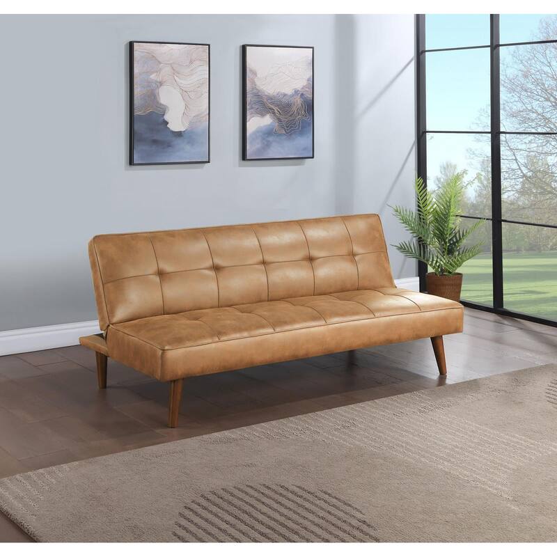 Ralston Upholstered Tufted Convertible Sofa Bed - Saddle Brown