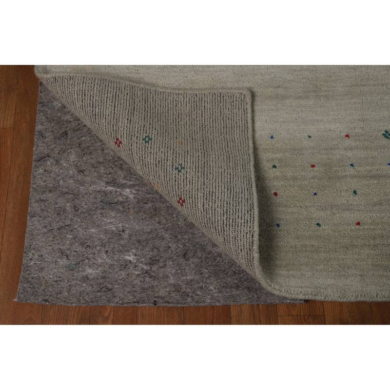Hand Knotted Oriental 100% Wool Carpet Tribal Animal Pictorial Greys & Charcoal Gabbeh Area Rug - 9' 11'' X 8' 2''