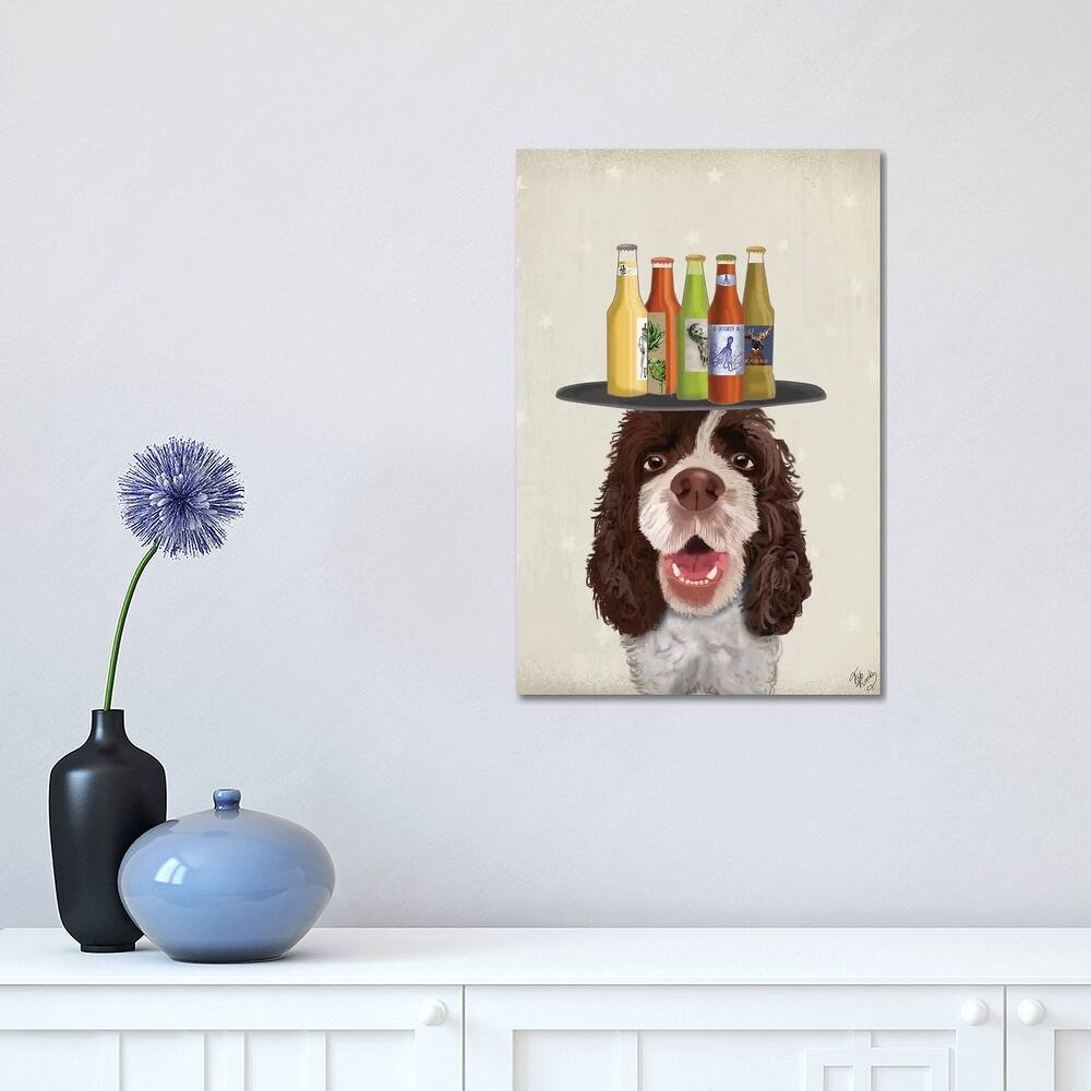 iCanvas "Springer Spaniel Brown White Beer Lover" by Fab Funky Canvas Print