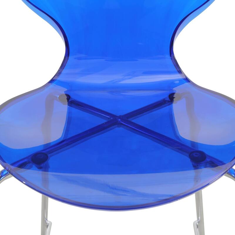 30 in. Seat Height Acrylic Plastic Barstool in Chrome Steel Frame Armless with Footrest