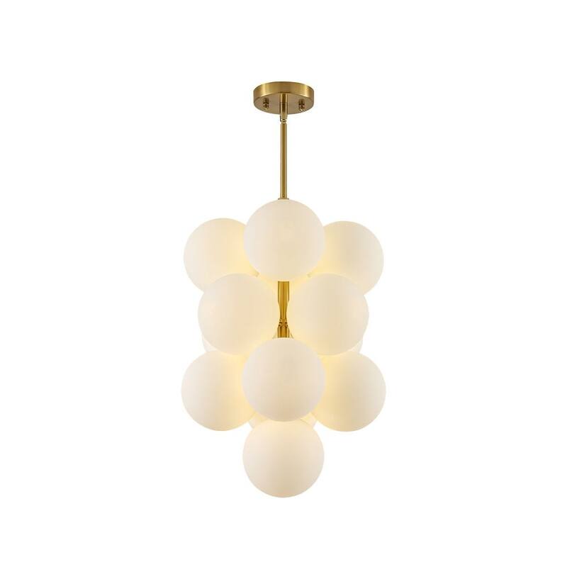 Classic Glam 13-Light White Frosted Grape Glass Stacked Chandelier - 15.7 in