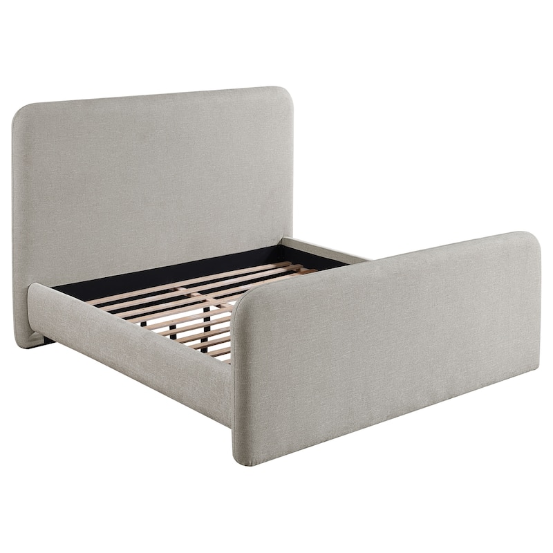 Wren Contemporary Fabric Upholstered Panel Bed Grey