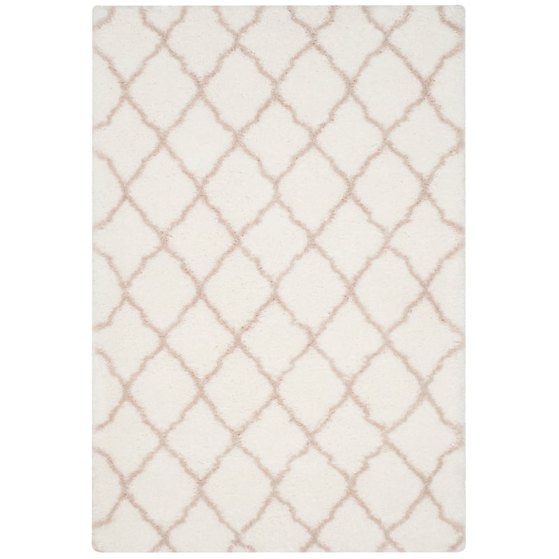 SAFAVIEH Indie Shag Milagros 2-inch Thick Rug - 4' Square - Ivory/Mushroom