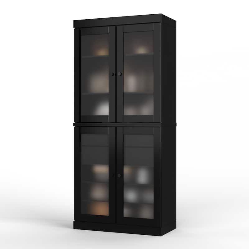 Palace Imports 100% Solid Wood Pantry Cabinet with Frosted Glass Doors, 2-Drawers and Adjustable Shelves - 32" x 71.5"