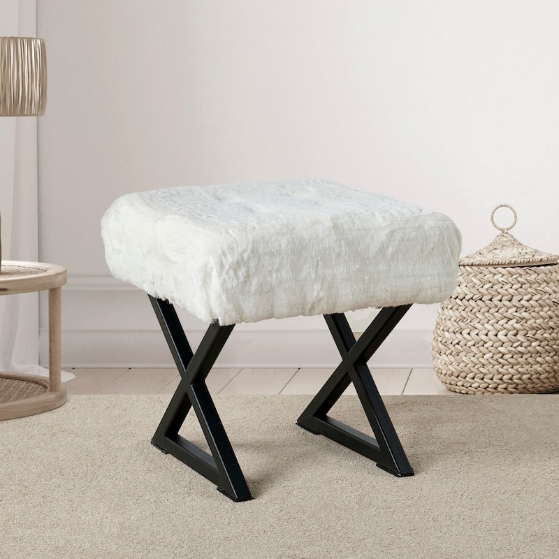 FauxFur Ottoman Vanity Stool 19"X19"X19".