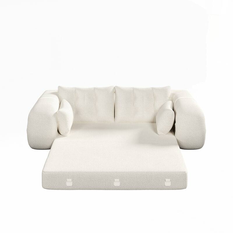 3-in-1 Teddy Fabric Foam-Filled Sleeper Sofa Bed