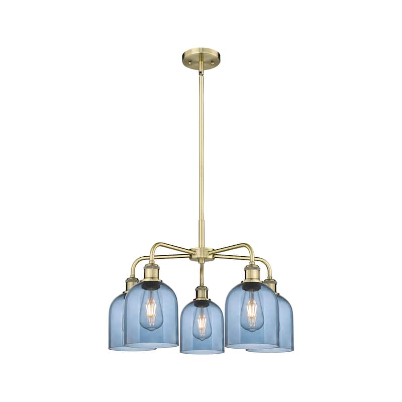 Innovations Lighting 516-5CR 15 24 Bella Chandelier Bella 5 Light 24" - Antique Brass / Princess Blue