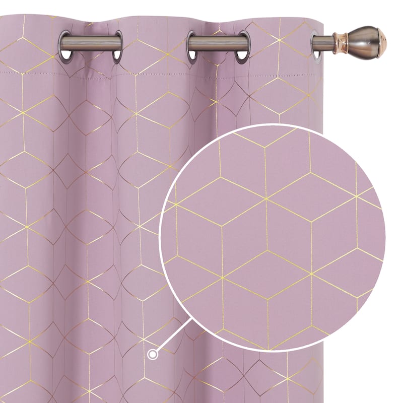 Deconovo Gold Diamond Curtains Panel Pair(2 Panel)