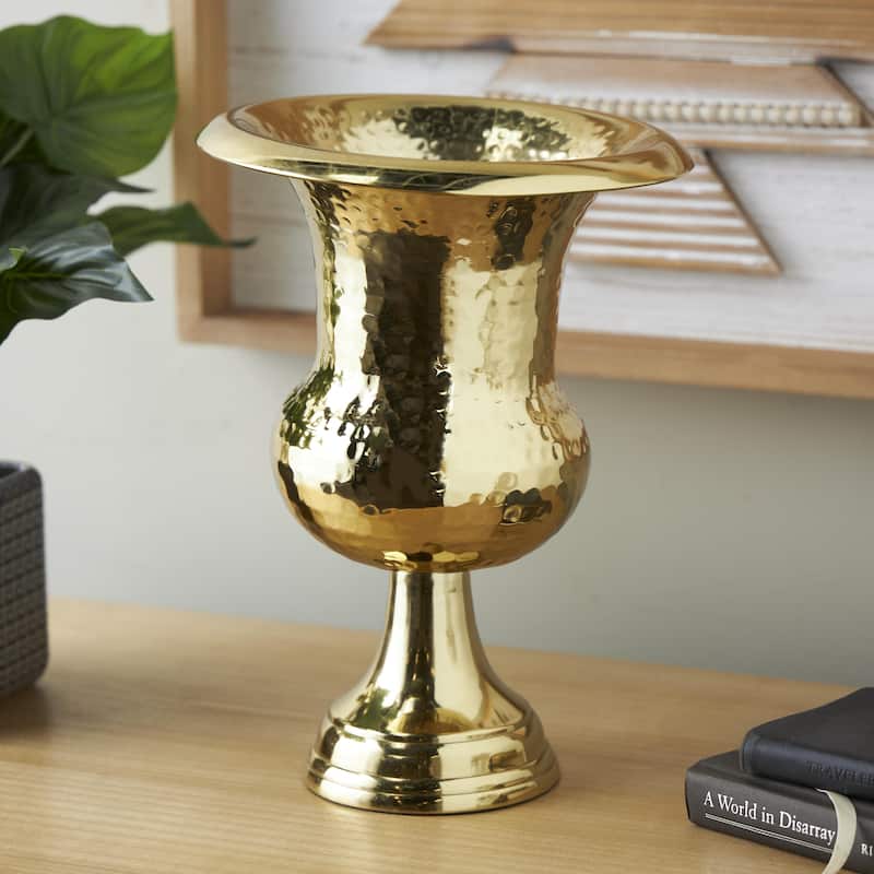 Aluminum Metal Goblet Inspired Hammered Decorative Vase - Silver or Gold - Roche River Decor