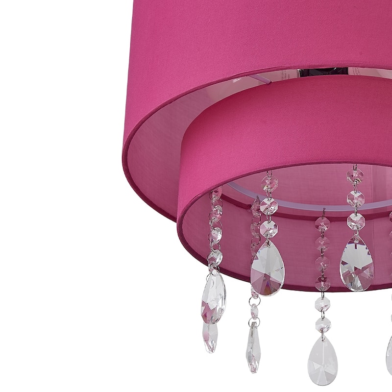 15 inch 3 lights pink cloth with crystal decoration 15 inch pendant