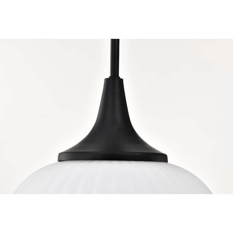 Solara Pendant Matte Black Finish Frosted Ribbed Glass - Matte Black