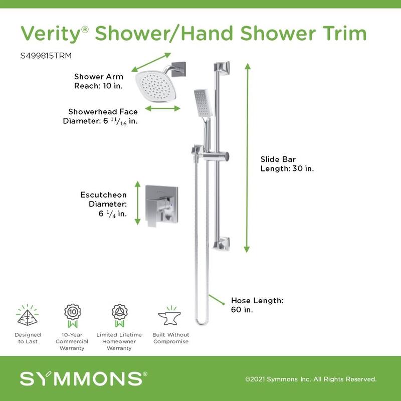 Symmons S499815TRM Verity HydroMersion Pressure Balanced Shower System