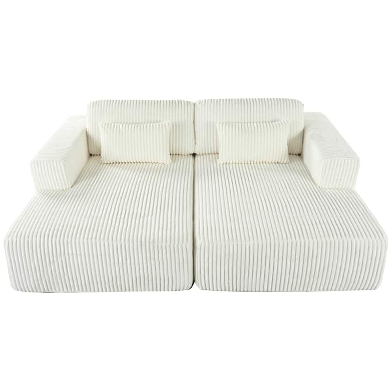 Corduroy Double Sofa Bed with 2 Pillows, Perfect for Living Rooms, Apartments, Offices