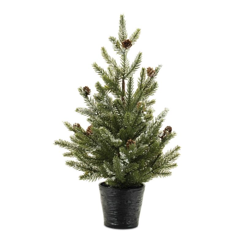 Potted Mini Pine Artificial Christmas Tree - 20" - Unlit - Set of 2