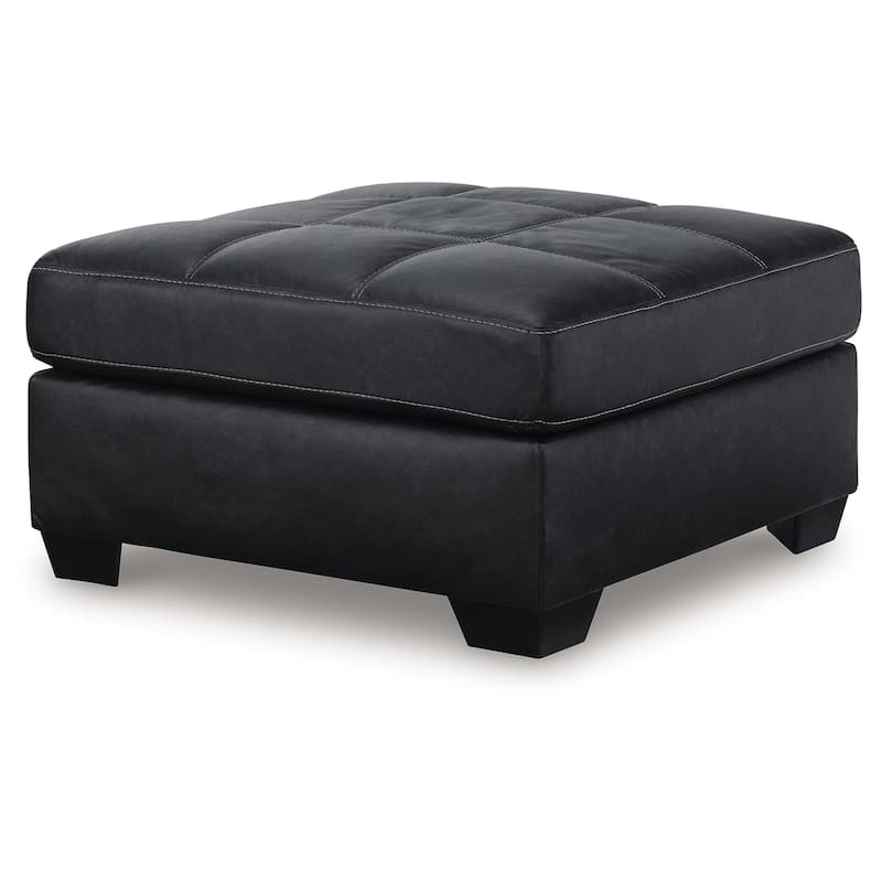 Barl Oversized Ottoman, Classic Black Faux Leather Cushion, 36 Inch