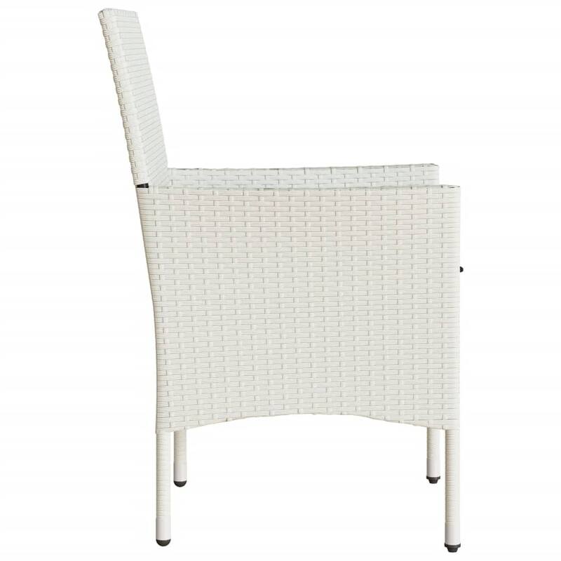 vidaXL Patio Chairs with Cushions 2 pcs White Poly Rattan - 20.9 x 24.0 x 32.7"
