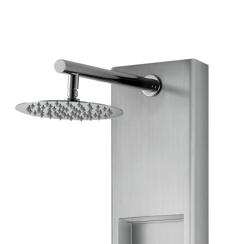 AquaNiche 8-in Rain Showerhead Showerspa with 4-Body Jets Built-in Niche and Handshower Brushed Stainless Steel