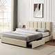 preview thumbnail 1 of 123, Javlergo Bed Frame with Storage Drawers Upholstered Platform Bed Frame with Adjustable Headboard Beige - Full