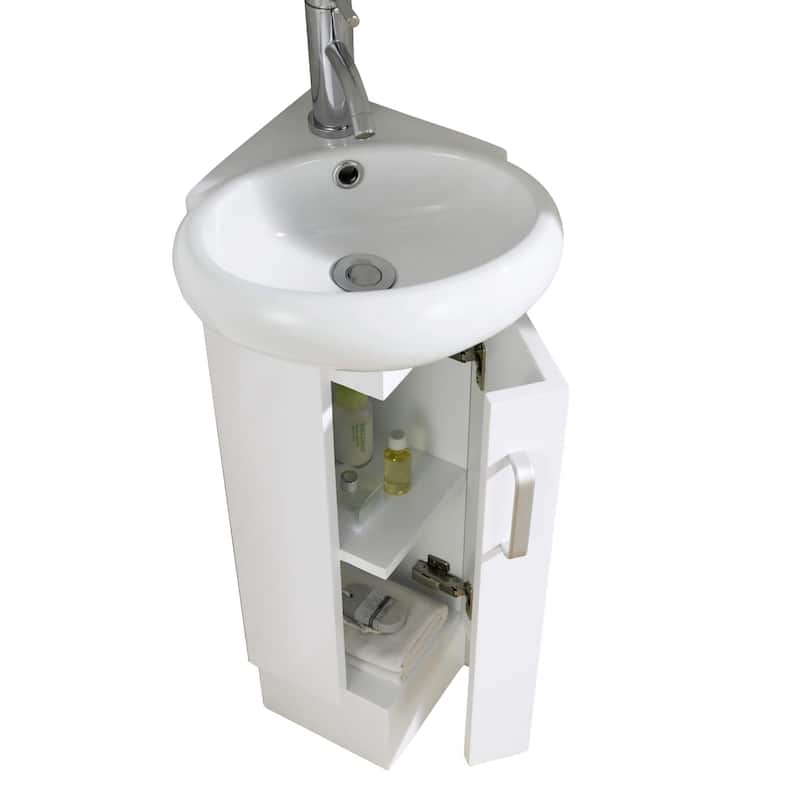 Fine Fixtures Milan Wood White Small Corner Bathroom Vanity