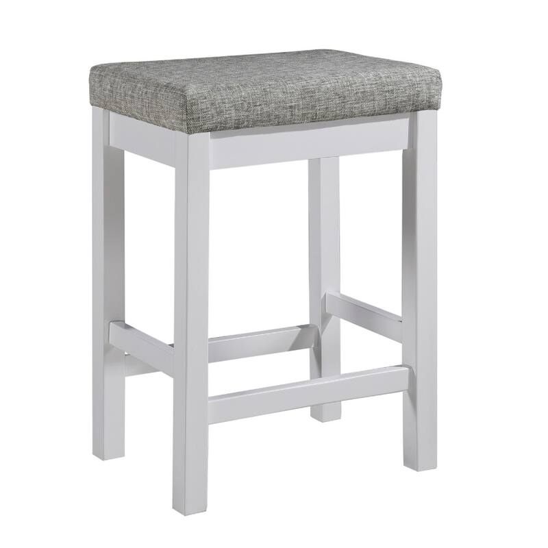 1 Drawer Counter Height Table with Backless Stools,Set of 4,White and Gray