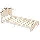 preview thumbnail 7 of 46, Bedroom Solid Wood Platform Bed House-Shaped Headboard Walnut Roof with LED Window Bed Frame Platform No Box Spring Needed