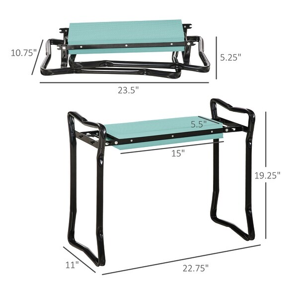 Outsunny Folding Garden Kneeler Bench Chair Green