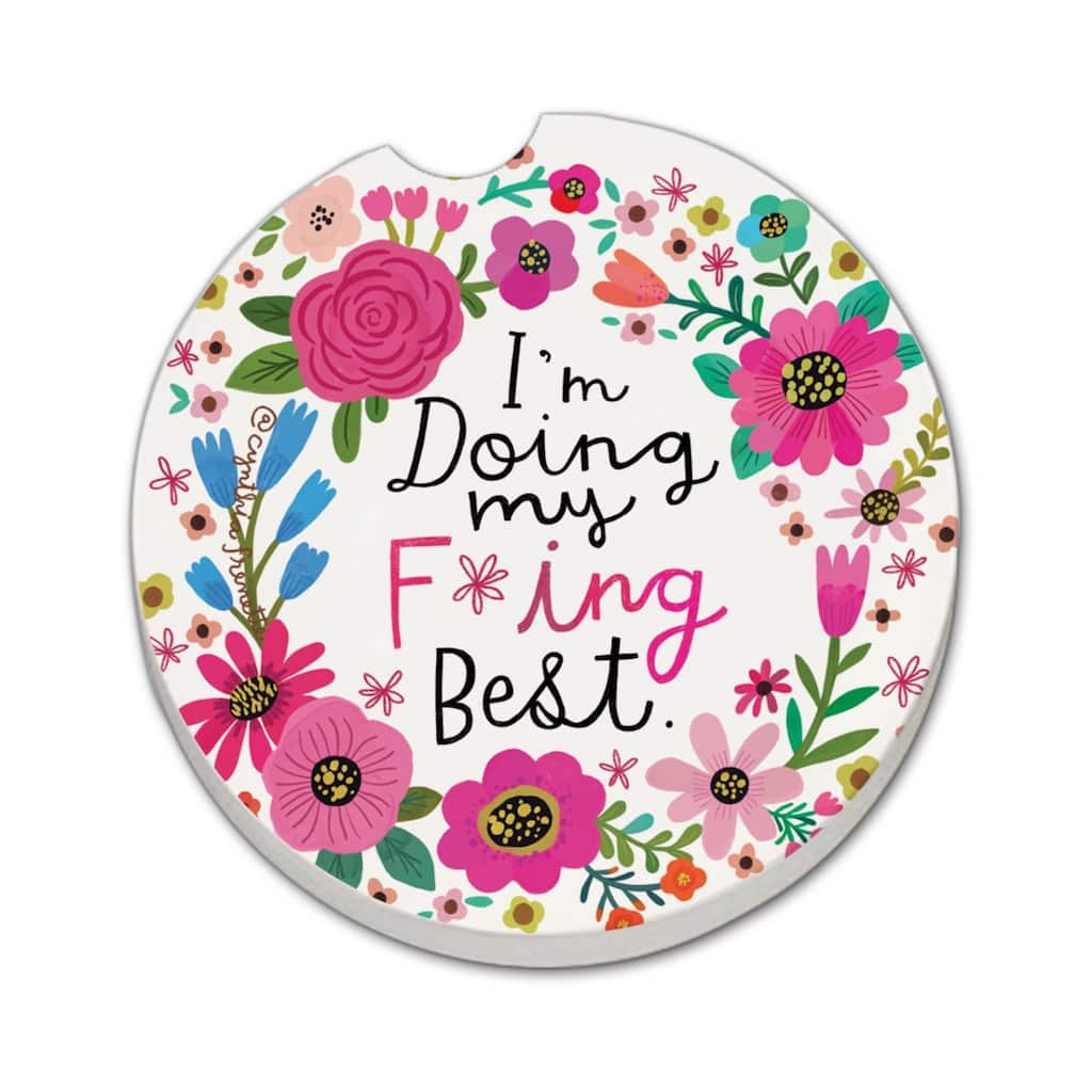Doing My Best 2 Pack Absorbent Stone Coaster for Vehicle Cup Holder 2.6” Diameter Manufactured in The USA