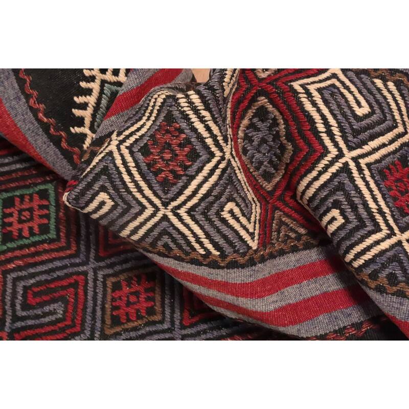 Hand Woven Oriental 100% Wool Carpet Southwestern Tribal Multi-Colored Kilim Area Rug - 9' 8'' X 5' 4''