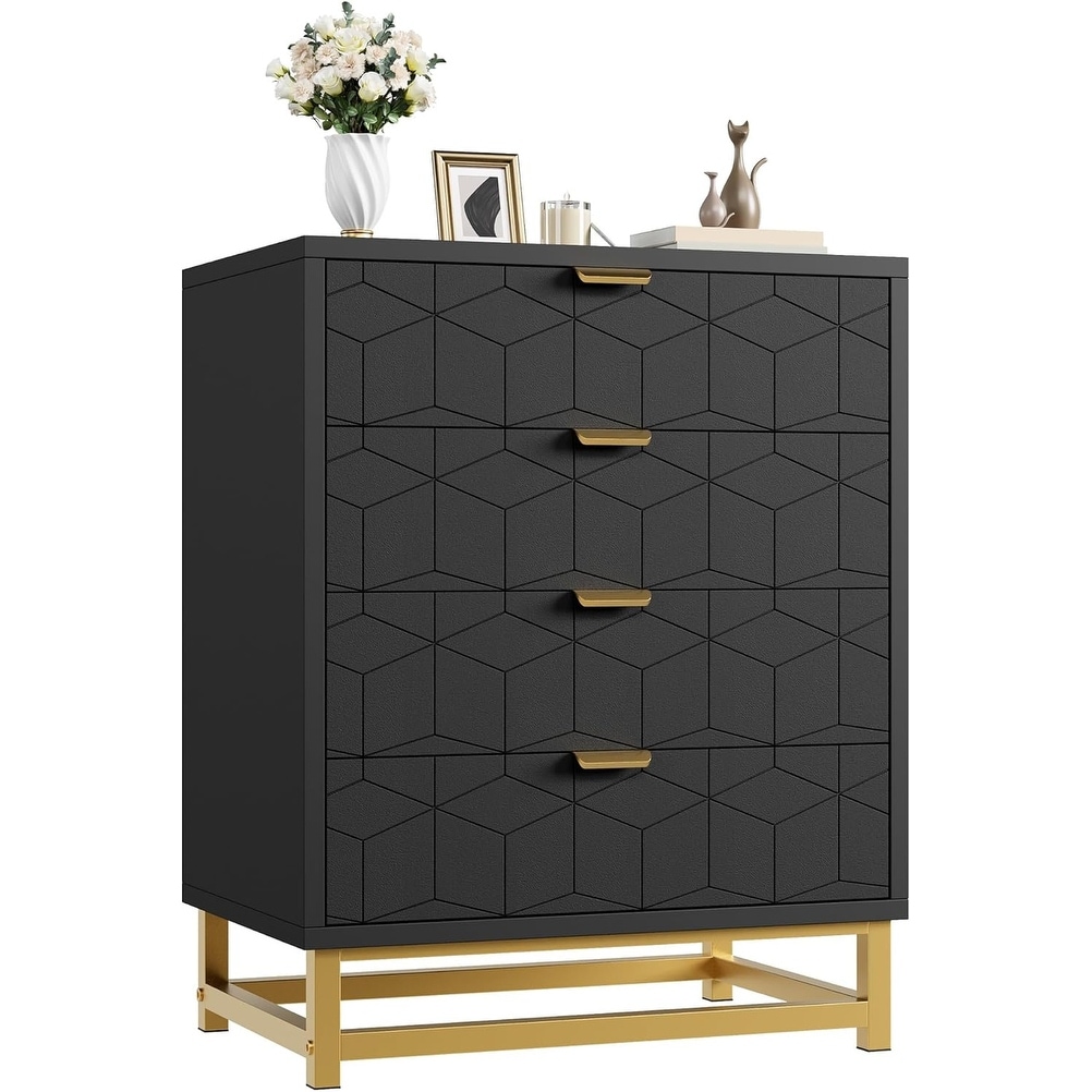 Dresser with Metal Legs, Wood Dressers Chest Organizer with Wide Storage Modern Chest for Bedroom Living Room Hallway