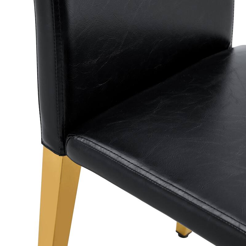 Simple 2 Piece PU Dining Chair with Cushions, Metal Legs, Non Slip Pads for Dining Room Kitchen Bedroom Living Room
