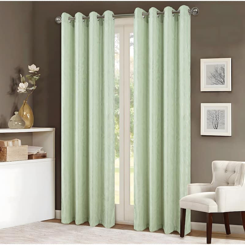 Bexley Foil Print Leaves Window Curtain - Sage
