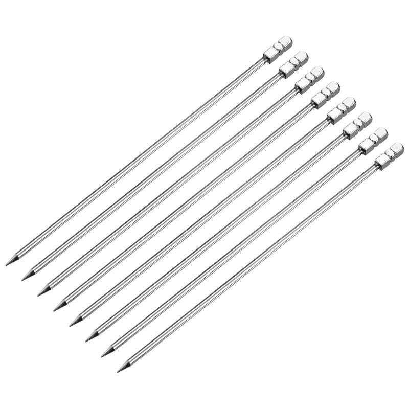 Metal Cocktail Picks 8Pcs, Reusable Cocktail Toothpick Cuboid Shape - Silver - 11 cm/ 4.3 inches