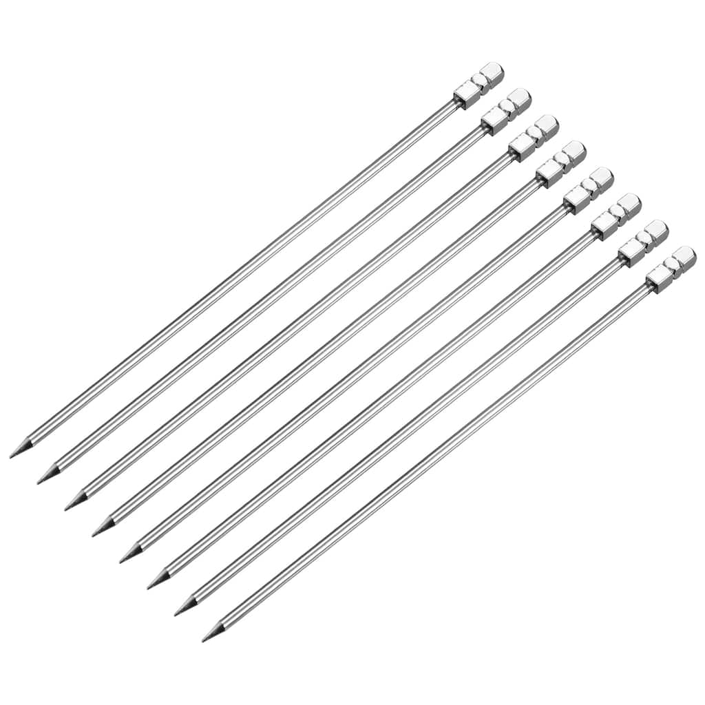 Metal Cocktail Picks 8Pcs, Reusable Cocktail Toothpick Cuboid Shape - Silver - 11 cm/ 4.3 inches