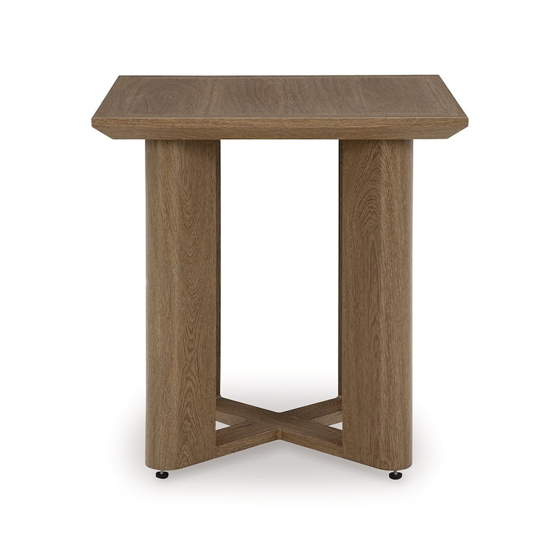Baily Outdoor Square End Table, 23 Inch Rich Woodlike Brown Metal