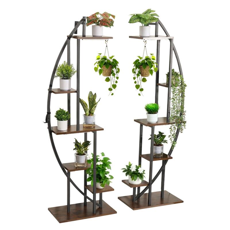 Plant Stand Indoor with Grow Lights 2 Pack 63" Tall 6-Tier Plant Shelf