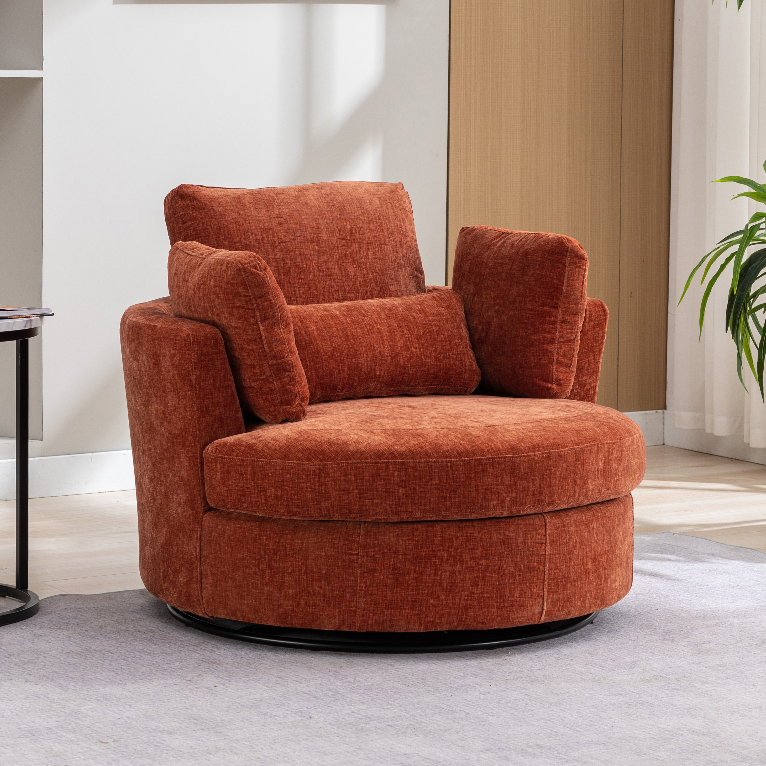 Red chair and sales a half with ottoman