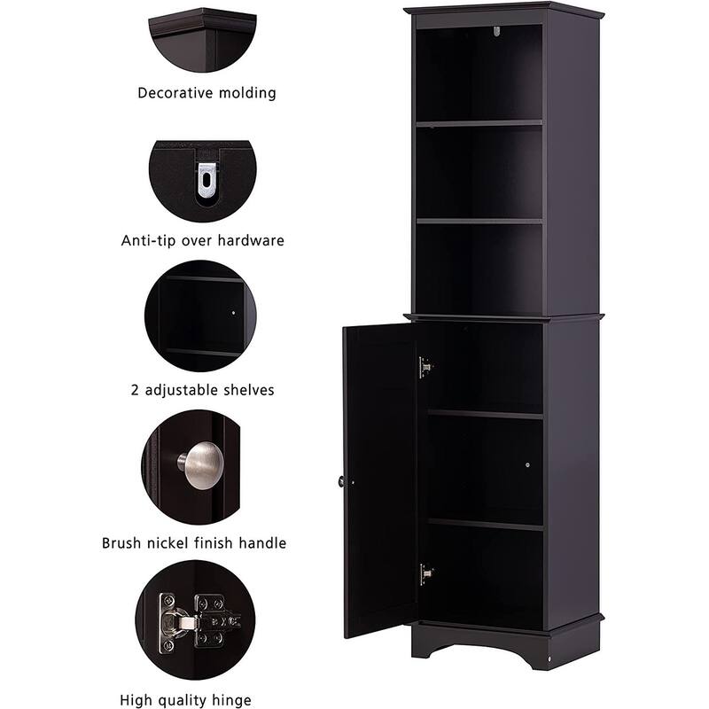 Spirich-3 Tier Bathroom Cabinet Shelves Wooden,Bathroom Storage with door,White