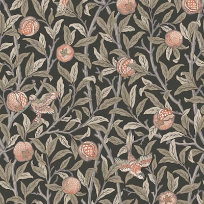 William Morris Bird & Pomegranate Charcoal Wallpaper
