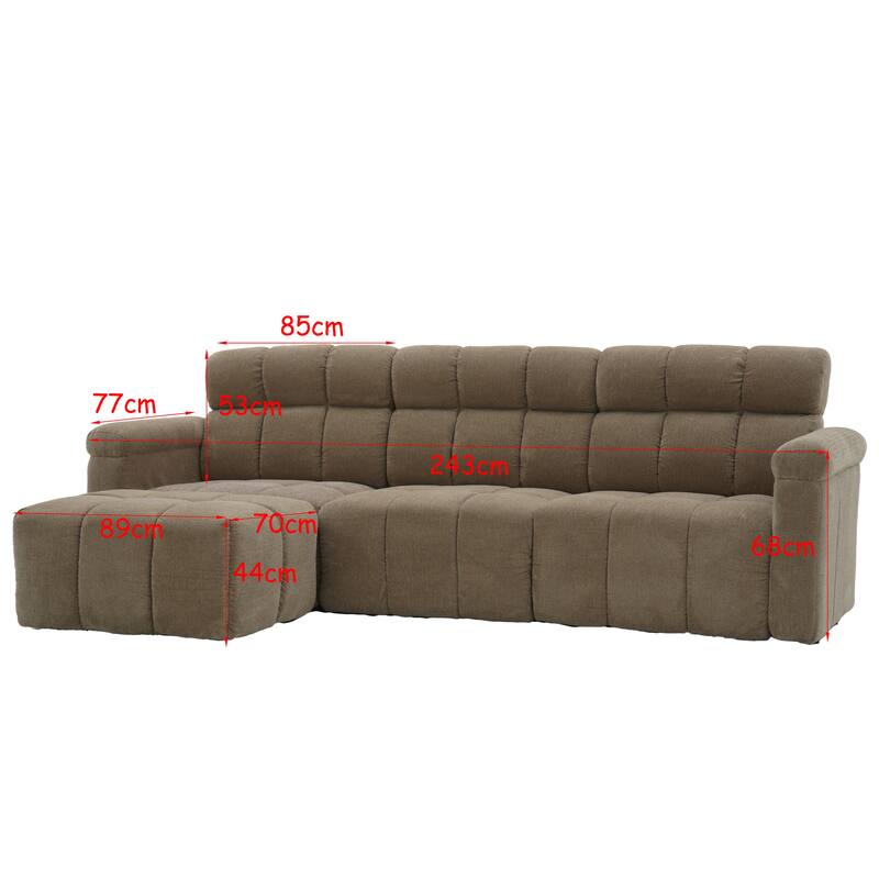 4-Seater Chenille Sectional Sofa with Chaise, High Back L-Shaped Couch, Solid Wood Frame & TB117 Certified Fabric