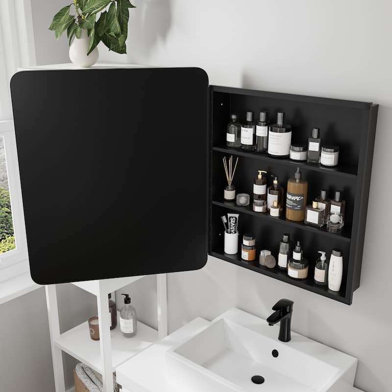 Multifunctional Wall-Mounted Mirrored Cabinet with Magnetic Doors